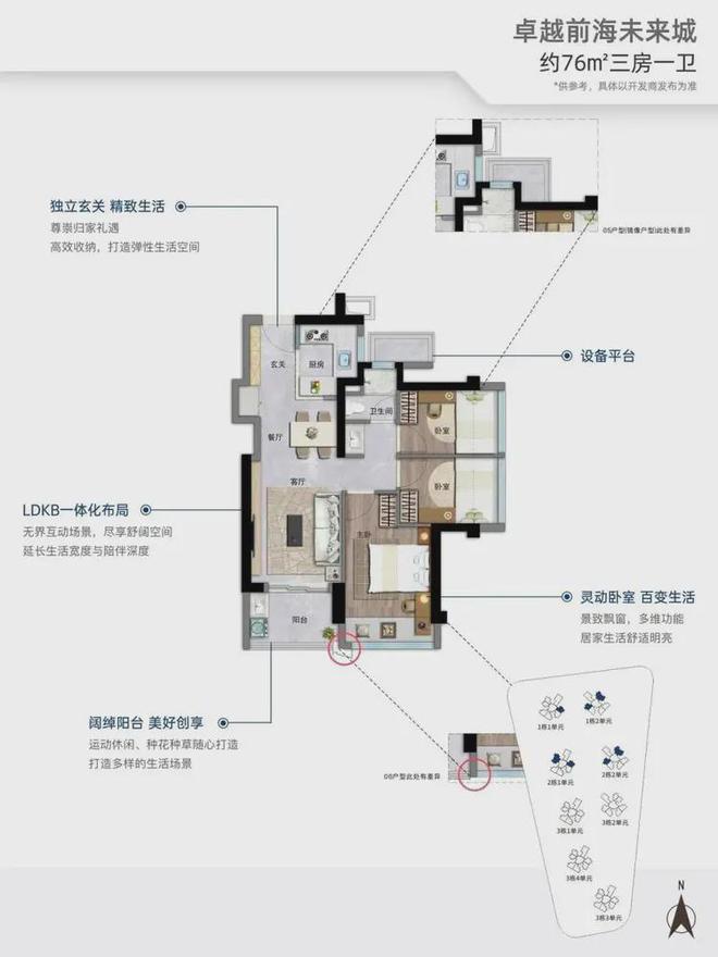 型76-112㎡总价243万起一文了解。尊龙凯时新版APP《前海未来城》在售户(图10)